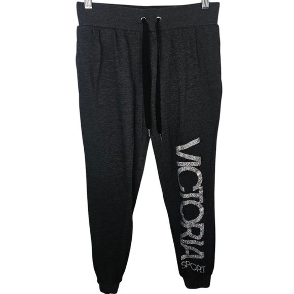 Victoria Sport Drawstring Bling Logo Side Sweatpants - Picture 1 of 3